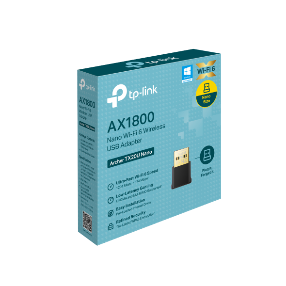 TP-Link Archer TX20U NANO AX1800 Nano Wi-Fi 6 Kablosuz USB Adaptör