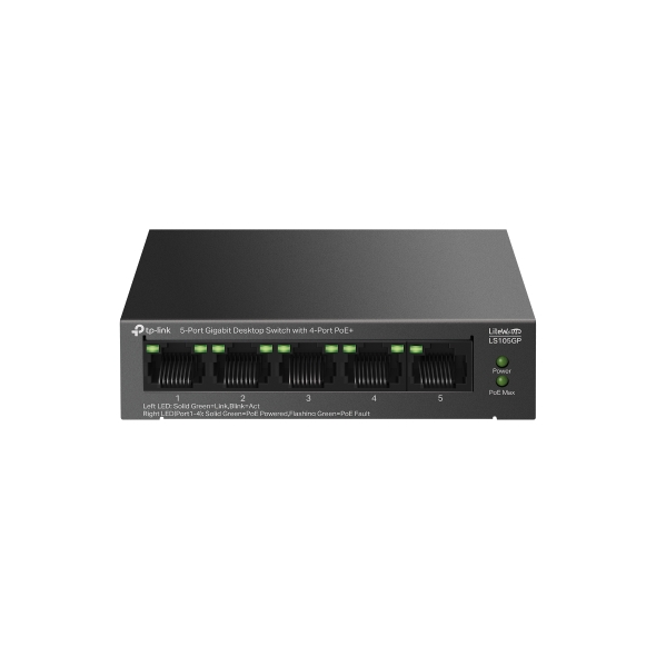 TP-Link LS105GP 4-Port PoE+ ile 5-Port Gigabit Masaüstü Switch