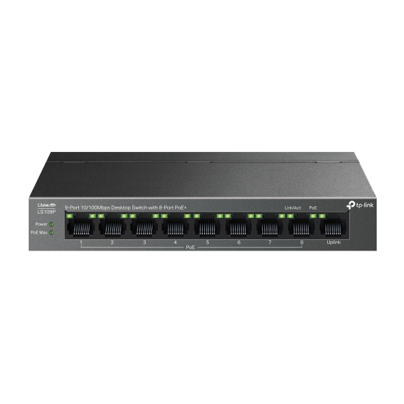 TP-Link LS109P 8-Port PoE+ ile 9-Port 10/100Mbps Masaüstü Switch