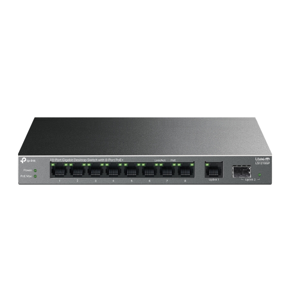 TP-Link LS1210GP 8-Port PoE+ ile 10-Port Gigabit Masaüstü Switch