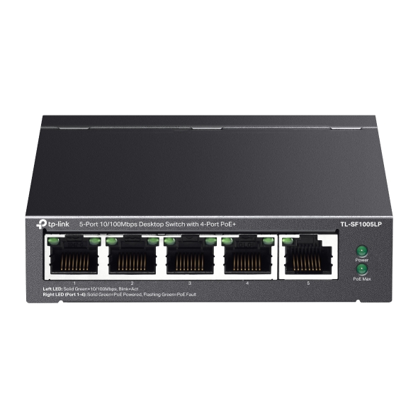TP-Link TL-SF1005LP 5-Port 10/100Mbps Desktop Switch with 4-Port PoE+