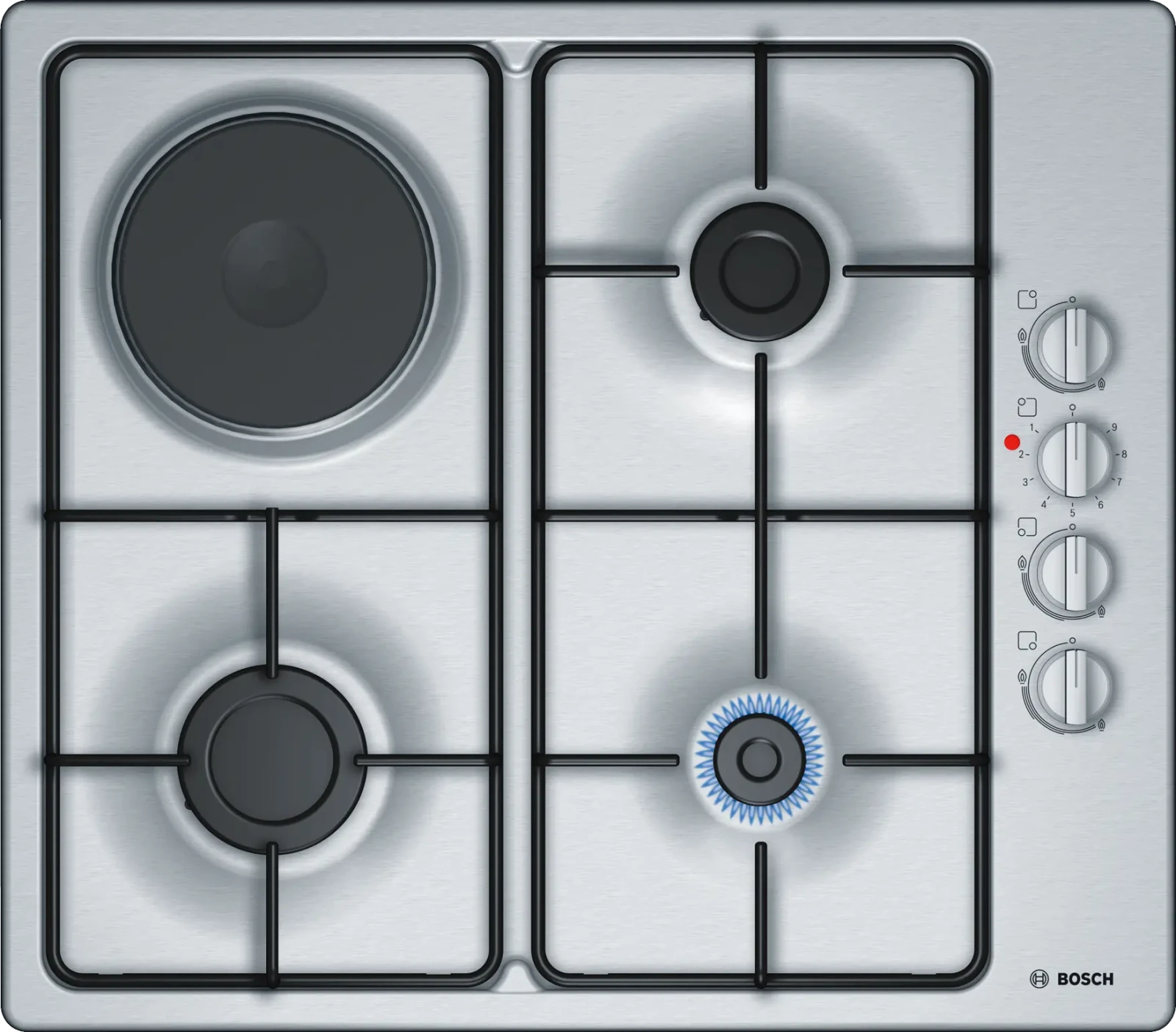 Bosch Serie 2 Gazlı/Elektrikli Ocak 60 cm Paslanmaz çelik
