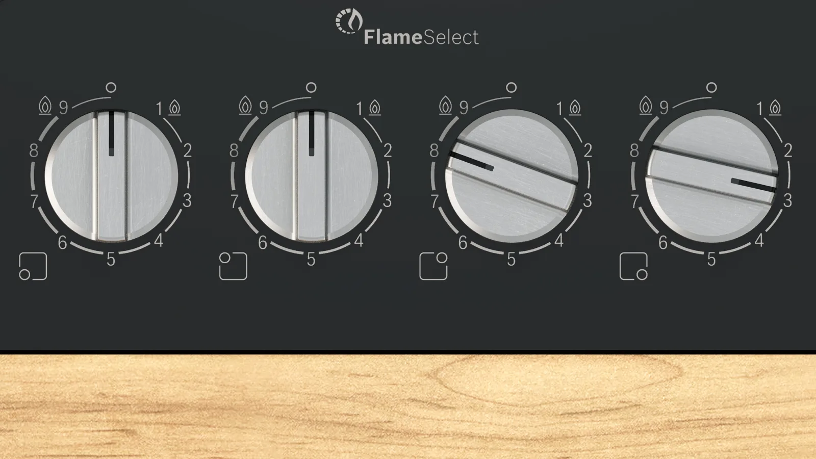 FlameSelect: Mükemmel pişirme sonuçları için dokuz hassas alev seviyesi.