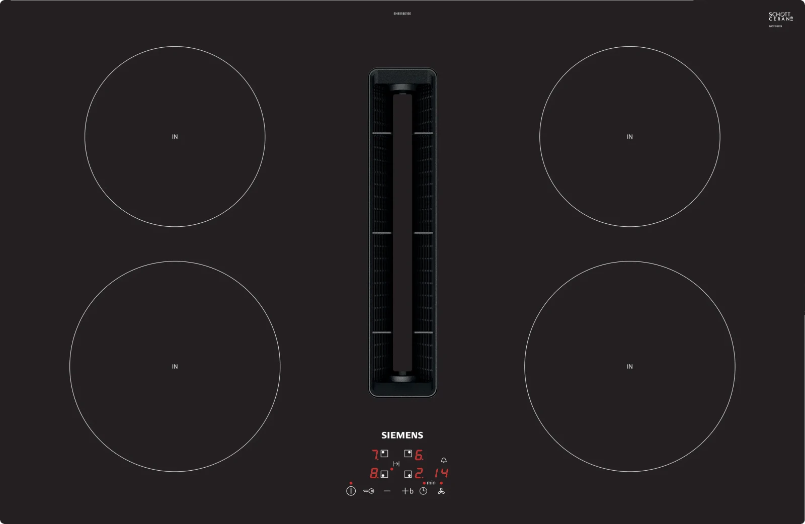 Siemens iQ300 Davlumbaz Entegreli İndüksiyon Ocak,, 80 cm Çerçevesiz Yüzey