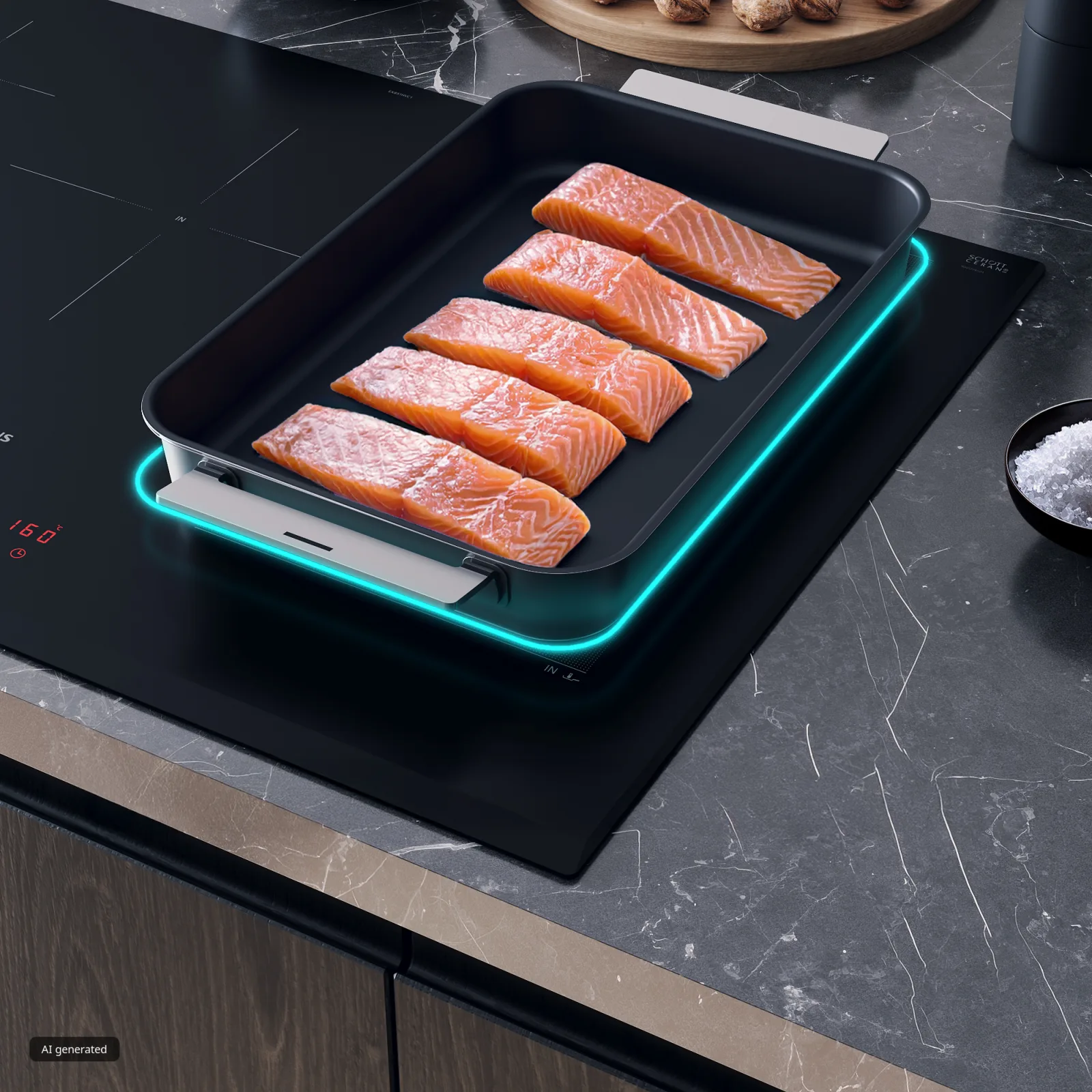 flexInduction – 24 cm çapına ulaşan farklı boyutlardaki tencereleriniz için pişirme alanlarını birleştirerek daha fazla esneklik sağlar.