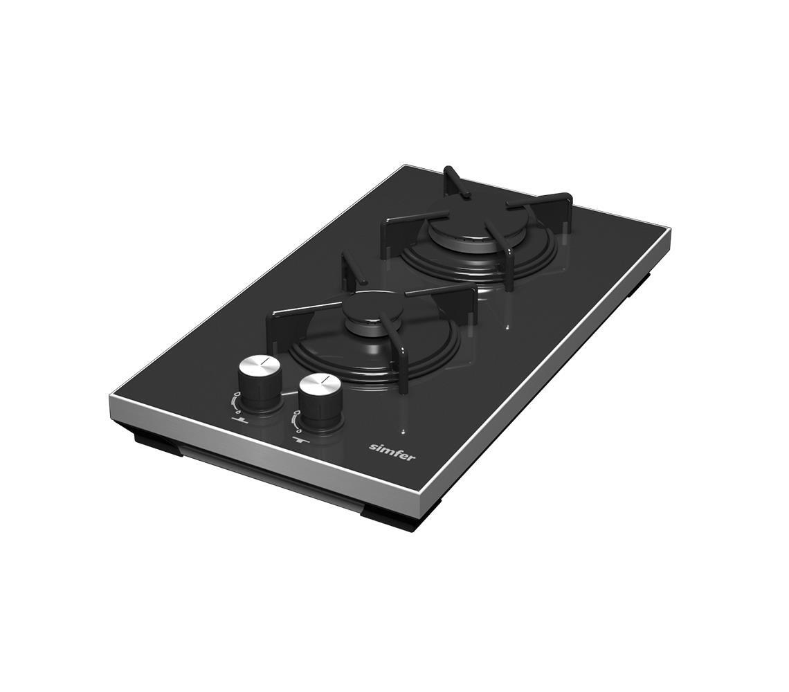 Simfer 3040-N Domino Set Üstü Siyah Cam Ocak 2G Emaye Izgara