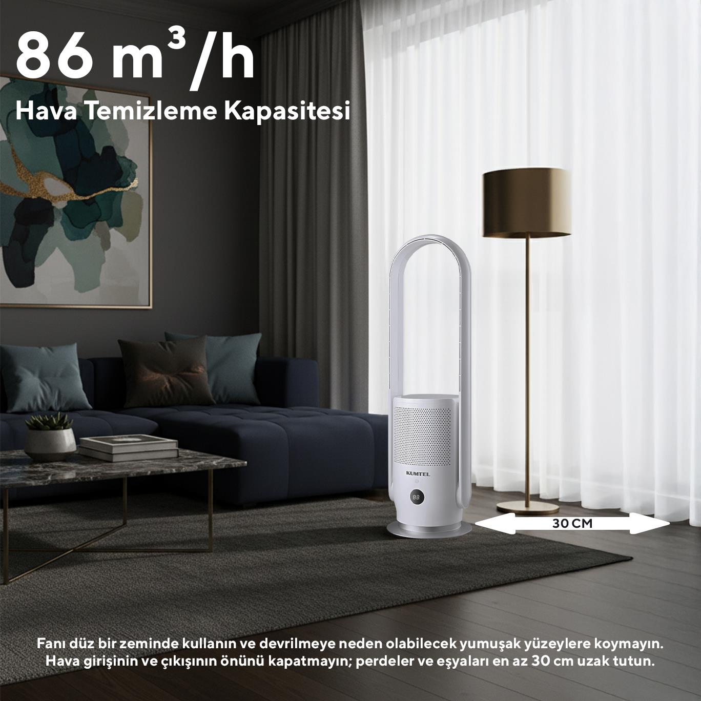 Kumtel Hava Temizleyici ve Vantilatör 2IN1 (Air Purifier & Fan) HBAP-01 (4Q0056212) görsel 2
