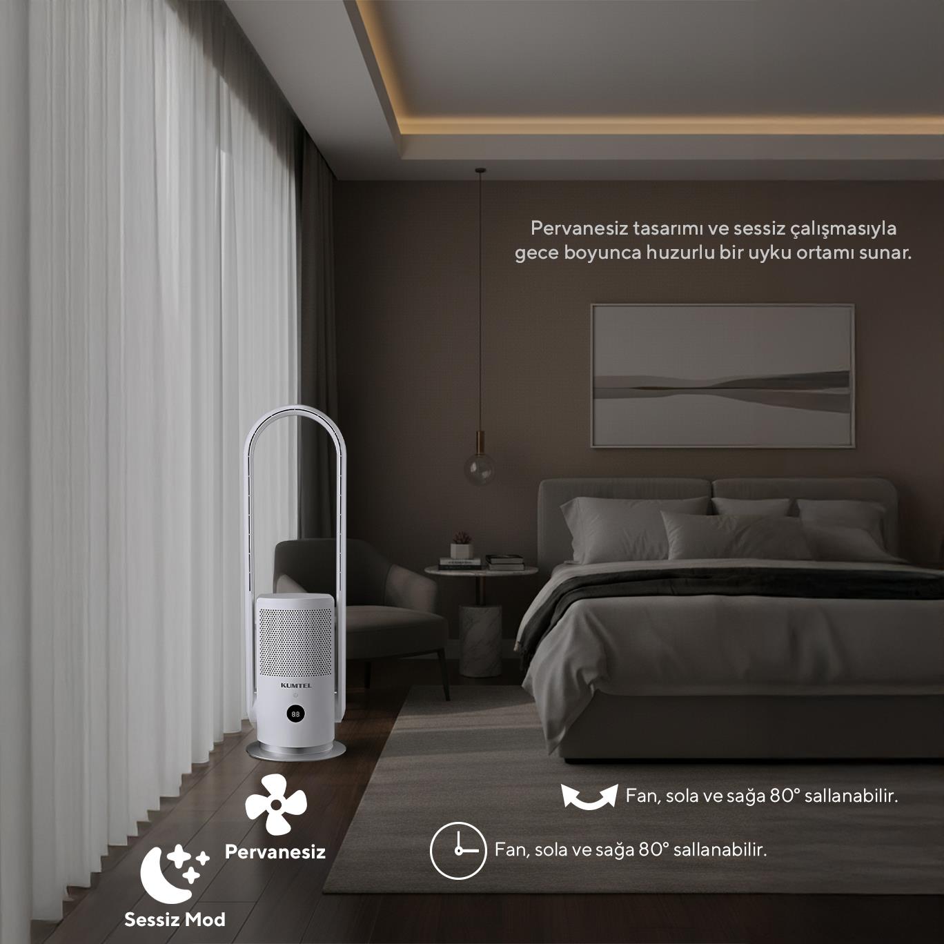 Kumtel Hava Temizleyici ve Vantilatör 2IN1 (Air Purifier & Fan) HBAP-01 (4Q0056212) görsel 3