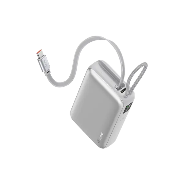 ttec ReCharger Pro LCD 10.000mAh PD 35W USB-C Makaralı Kablolu Taşınabilir Hızlı Şarj Aleti / Powerbank – 2BB276