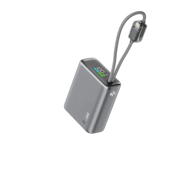 ttec ReCharger Pro TFT 10.000mAh PD 20W USB-C ve Lightning Dahili Kablolu Taşınabilir Hızlı Şarj Aleti / Powerbank – 2BB278