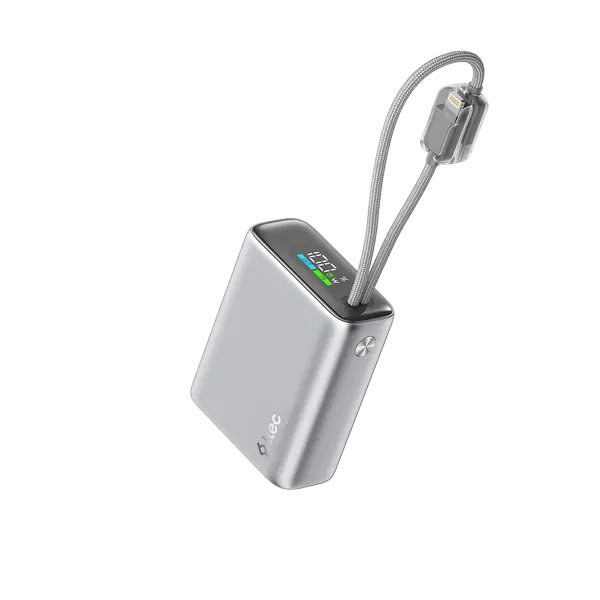 ttec ReCharger Pro TFT 10.000mAh PD 35W USB-C ve Lightning Dahili Kablolu Taşınabilir Hızlı Şarj Aleti / Powerbank – 2BB279