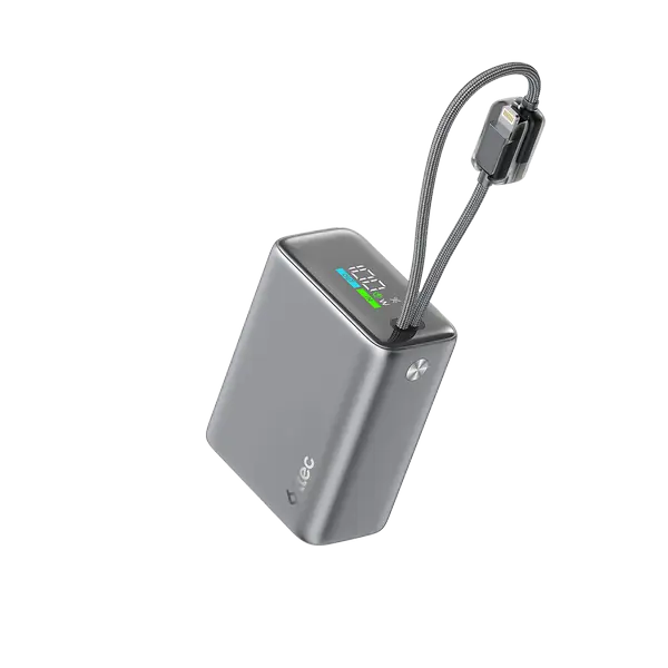 ttec ReCharger Pro TFT 15.000mAh PD 20W USB-C ve Lightning Dahili Kablolu Taşınabilir Hızlı Şarj Aleti / Powerbank – 2BB280