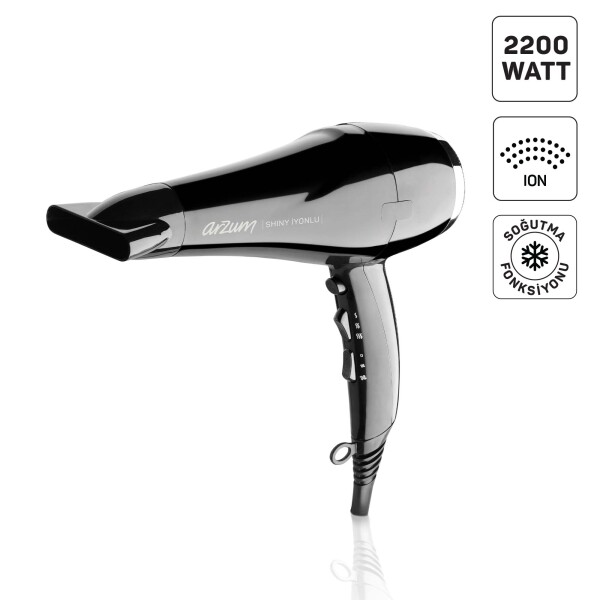 Arzum AR5007 Shiny İyonlu Saç Kurutma Makinesi, Siyah