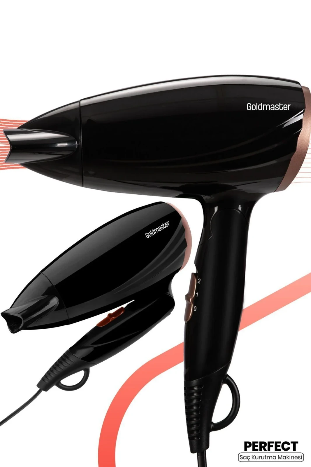 Goldmaster Perfect 1600W 2 Kademeli Katlanabilir Saç Kurutma Makinesi