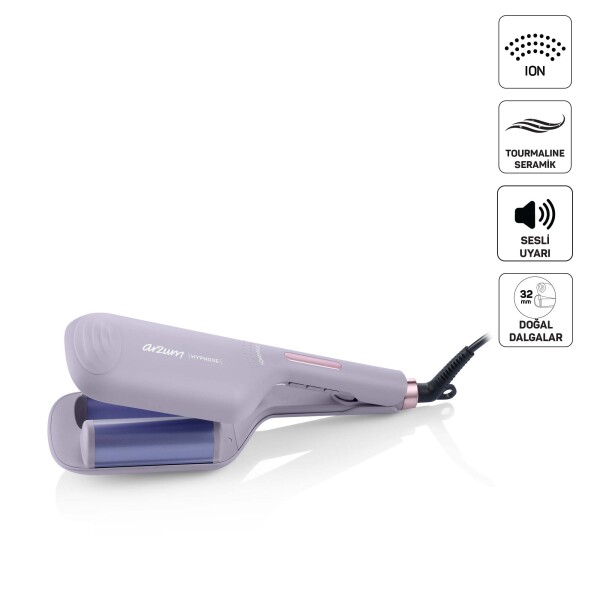Arzum AR5112 Hypnose Ionmax Profesyonel WAG Maşa, Hızlı Isınan, 32 mm Turmalin Seramik, İyonlu, Lila