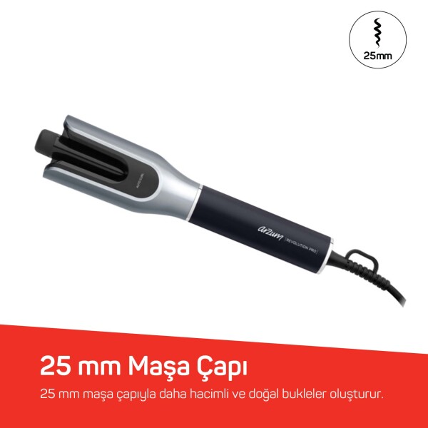 Arzum AR5171 Revolution Pro Otomatik Bukle ve Saç Maşası 25 mm Seramik LCD Ekran Siyah görsel 4
