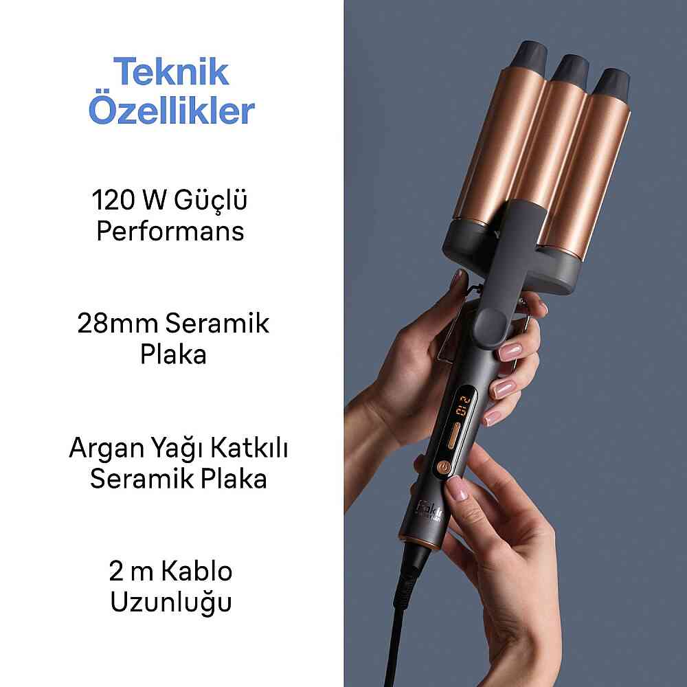 Fakir Ion Fusion 3'lü İyonlu Su Dalgası Saç Maşası görsel 3