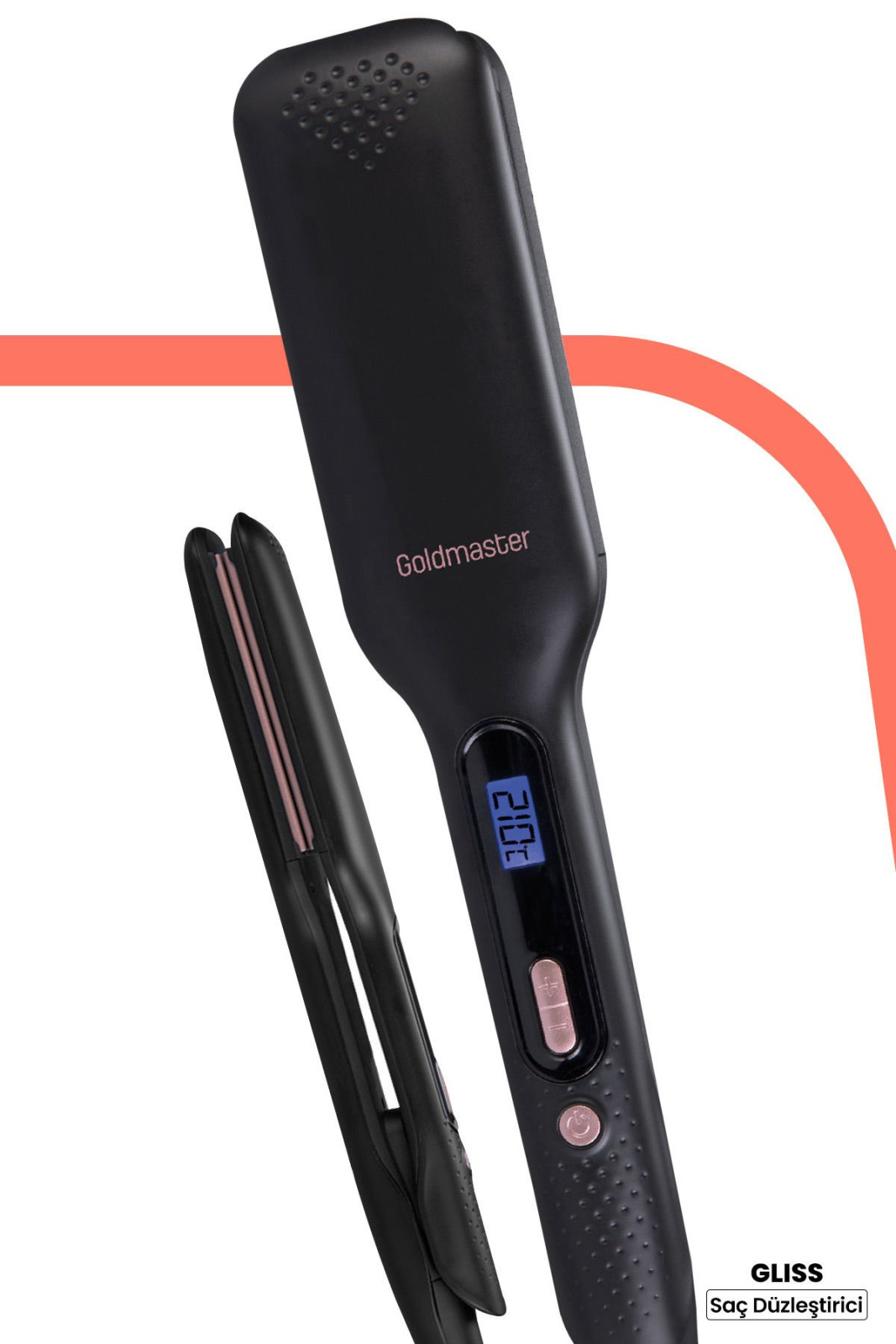 Goldmaster Gliss Dijital Ekranli Seramik Genis Plakali 360 Derece Donebilir Kablo Iyonik Sac Duzlestirici