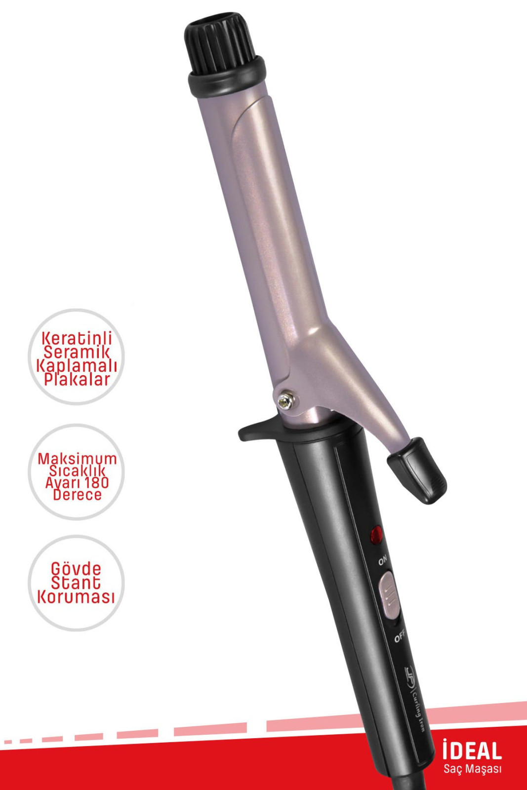 Goldmaster Ideal Keratin Seramik Plakali 360 Derece Donebilir Kablo Sac Sekillendirici Masa görsel 2