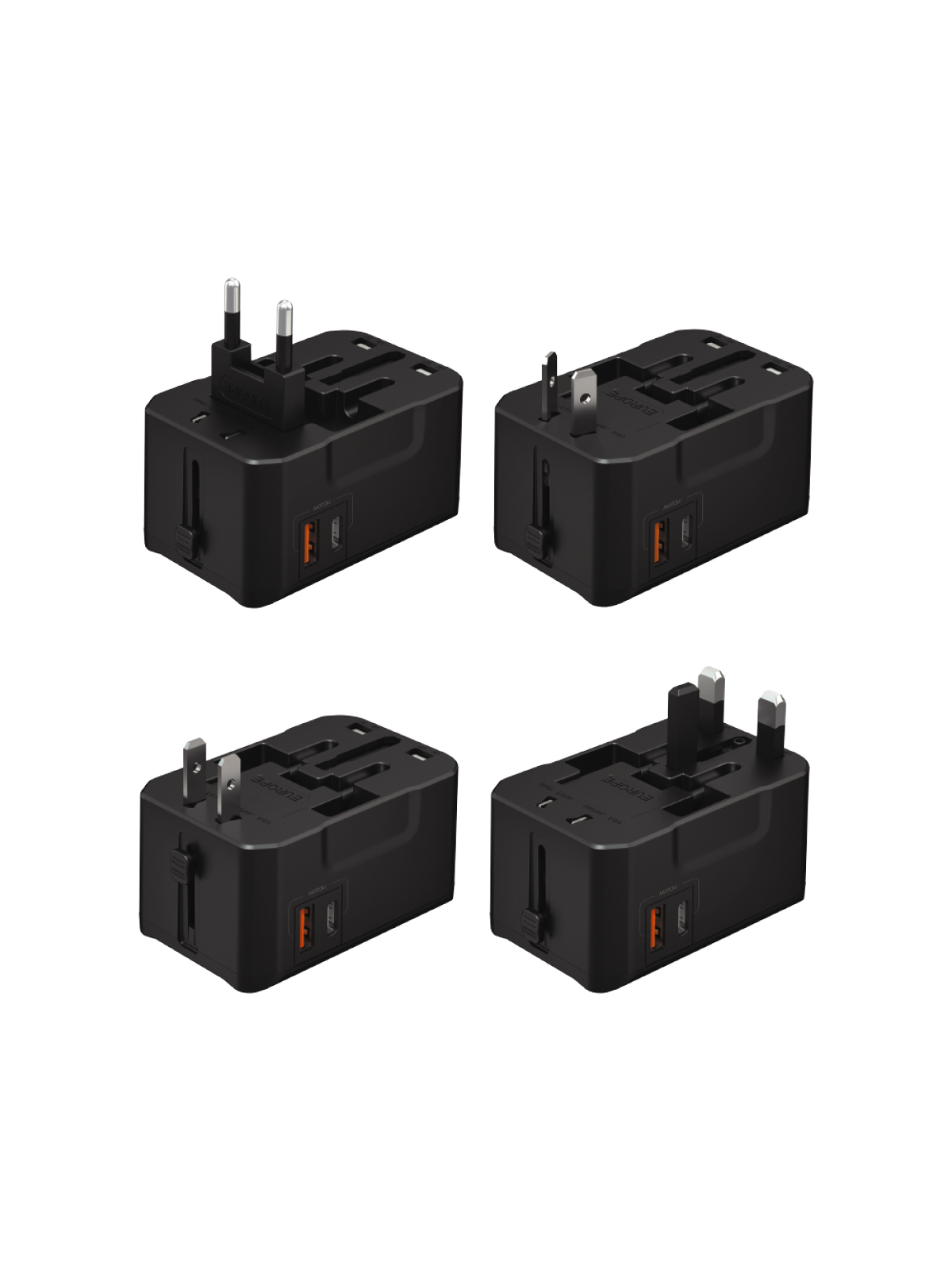 ACL AC-114 20W PD + QC 3.0 Evrensel Seyahat Adaptörü – 4’ü 1 Arada (EU/UK/US/AUS) Çoklu Priz ve Şarj Cihazı görsel 3