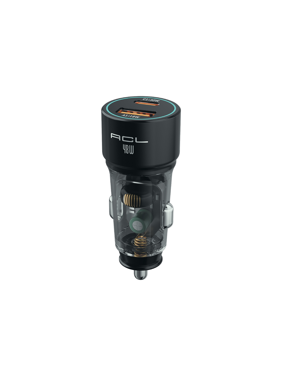 ACL ACC-05 48W Şeffaf Gövdeli Hızlı Araç Şarj Cihazı – PD 30W + QC 3.0 18W Çift Portlu Akıllı Şarj Başlığı görsel 2