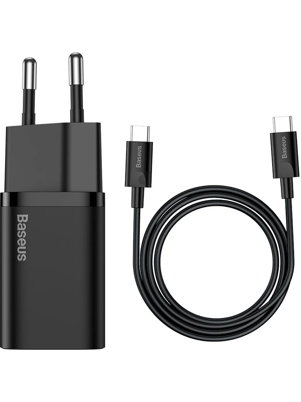 Baseus Super Si 25W Hızlı Şarj Adaptörü + Type-C to Type-C 1m Kablo Seti – Siyah