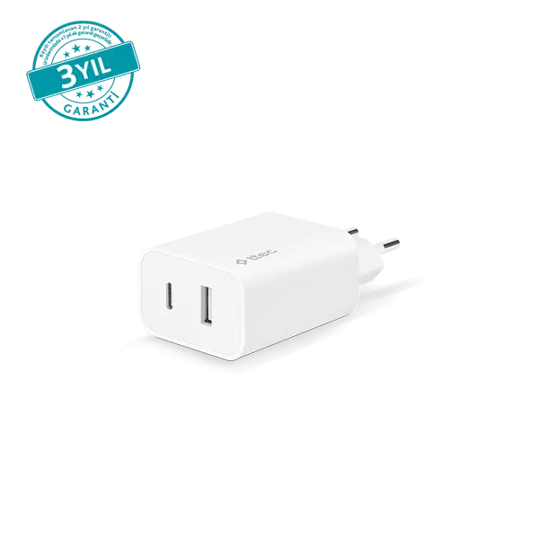 ttec SmartCharger Duo PD 32W Seyahat Hızlı Şarj Aleti USB-C + USB-A