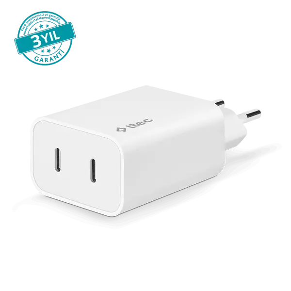 ttec SmartCharger Duo PD 40W Seyahat Hızlı Şarj Aleti USB-C + USB-C