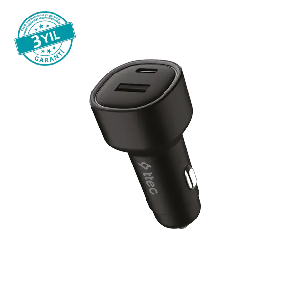 ttec SmartCharger Duo PD 83W Araç Hızlı Şarj Aleti USB-C+USB-A