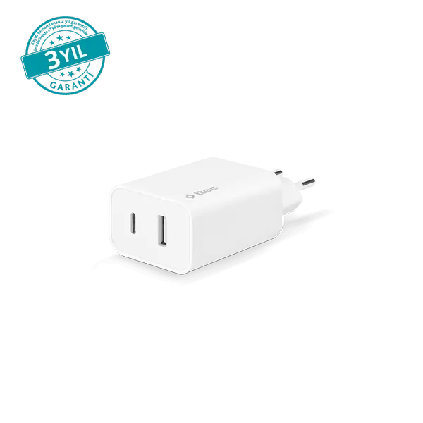 ttec SmartCharger Duo USB-C + USB-A 2.4A Seyahat Şarj Aleti