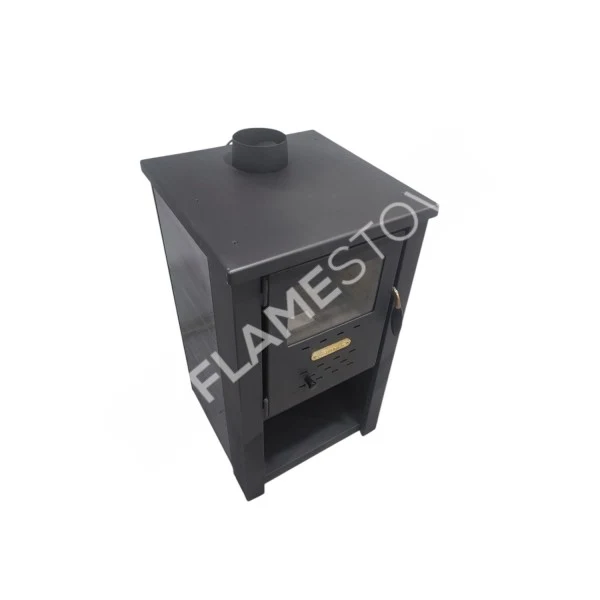 Flamestove Flame Stove S2 - Çelik Soba: Ateş Tuğlalı, Odunluklu, Yüksek Verimli, Robax Camlı görsel 3