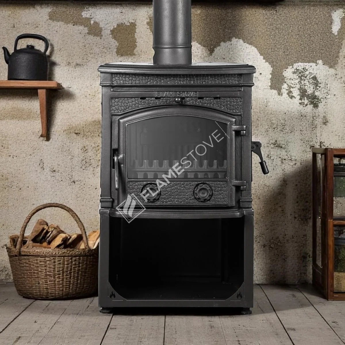 Flamestove FS-014YKST Flame Stove Sirius Ultra Yan Kapaklı Odun Hazneli Döküm Soba, Yüksek Verimli Isıtma Çözümü. görsel 2