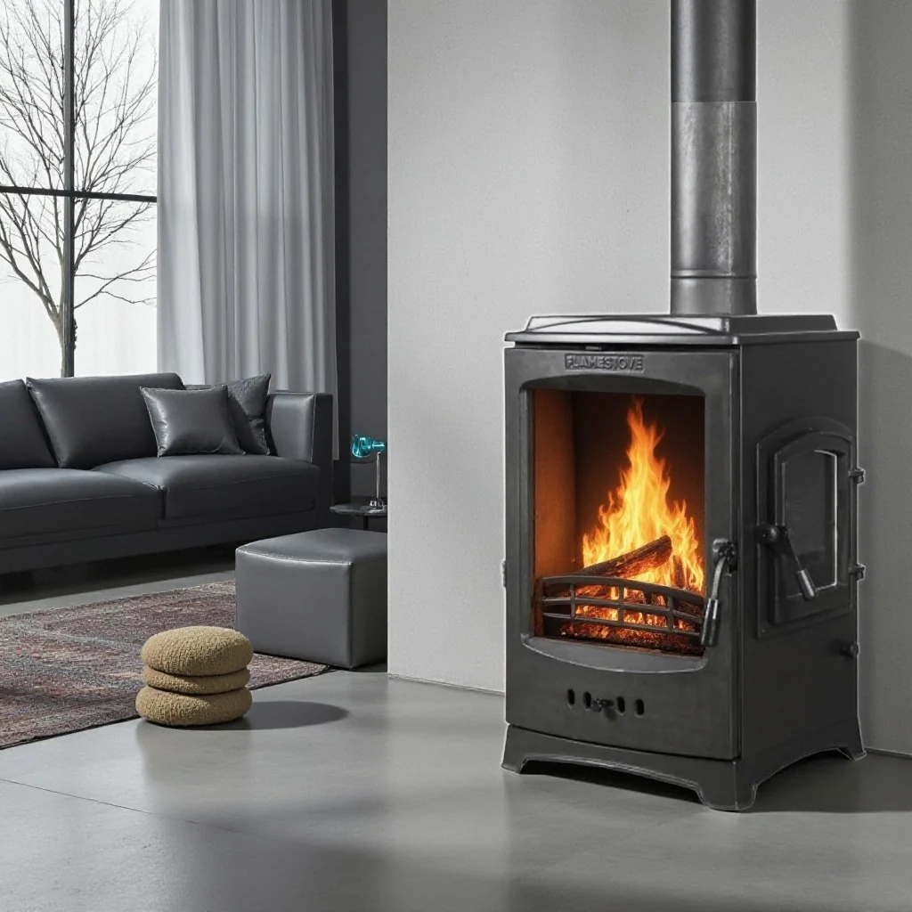 Flamestove FS-202YK FlameStove Lodi Üç Camlı Yan Yüklemeli Şömine Soba