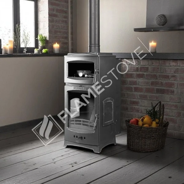 Flamestove FS-214 Flame Stove Lodi Lux Gurme Pelet Sobası: Fırınlı, 3 Camlı, Yüksek Verimli, 12 kW Isıtma Gücü görsel 2