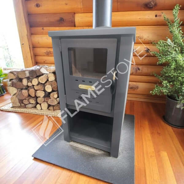Flamestove S2-SET Flame Stove Çelik Soba Seti: Ateş Tuğlalı, Odunluklu, Alüminyum Maşa Takımı görsel 3