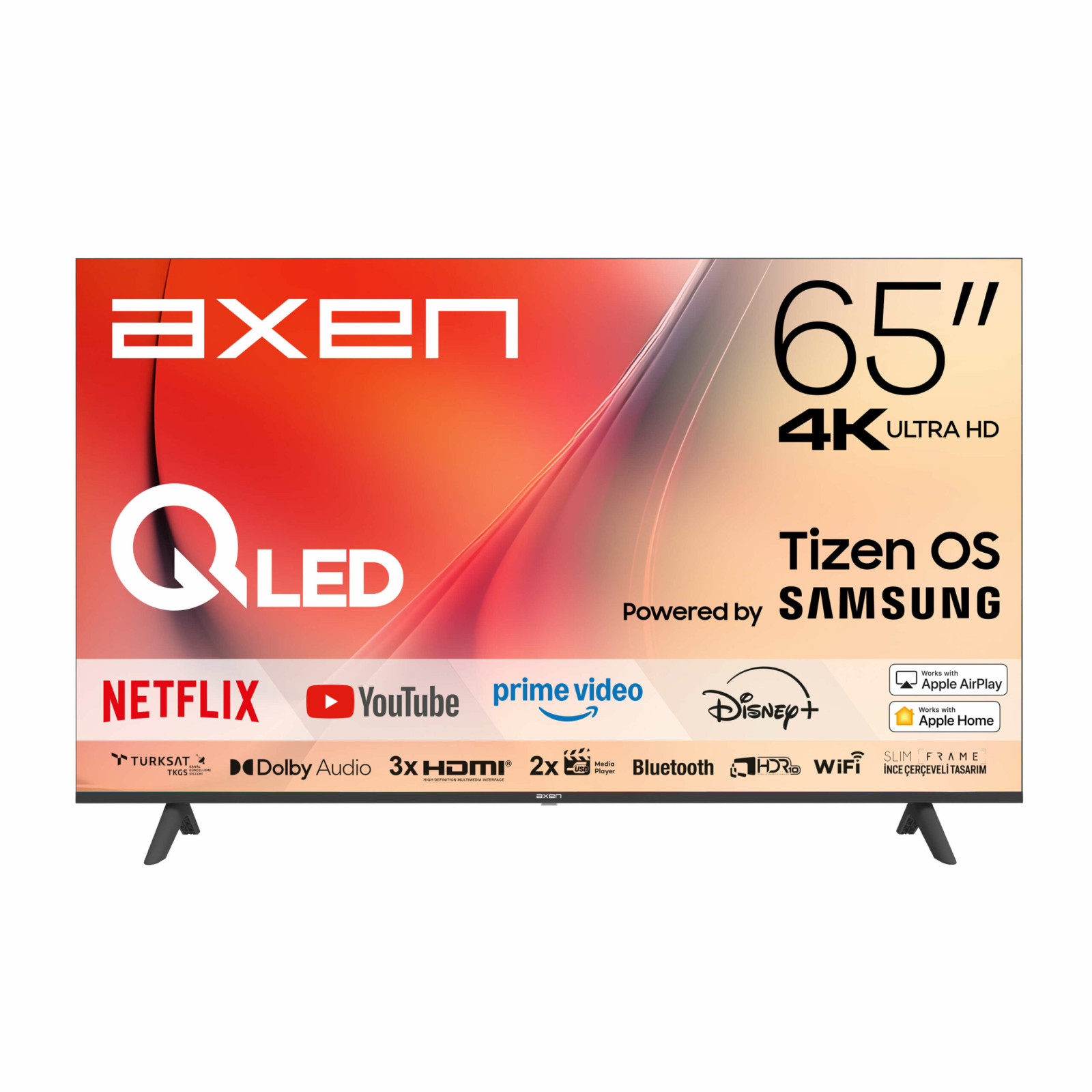 Axen 65 inç 164 Ekran Frameless QLED Ultra HD 4K TizenOS 8.0 TV AX65QUMLN-T08I | AXEN