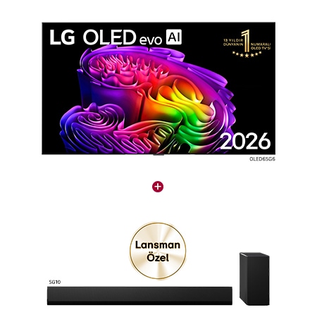LG 65 inç LG OLED evo AI G6 TV Satın Alımlarında LG SG10TY Soundbar Hediye - OLED65G6.SG10